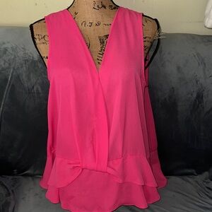 Luxology Vibrant Pink V-Neck Blouse